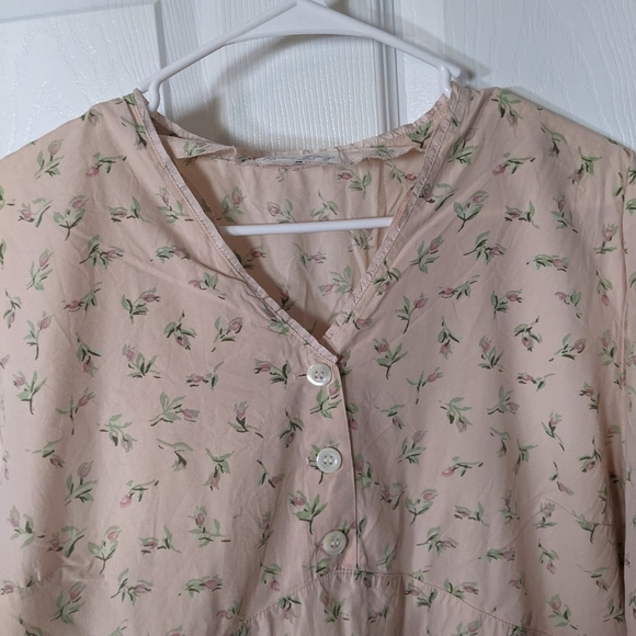 Vintage Rachel Riley Ditsy Floral Peach Cotton Maxi Dress Made in France *Flaw* - Picture 5 of 8
